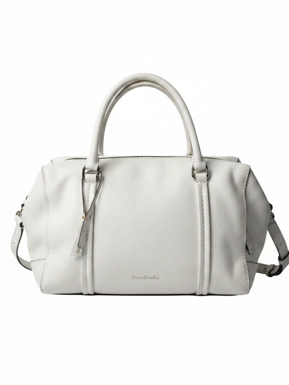 Vera Bradley White Pebbled Leather Satchel with Top Handles